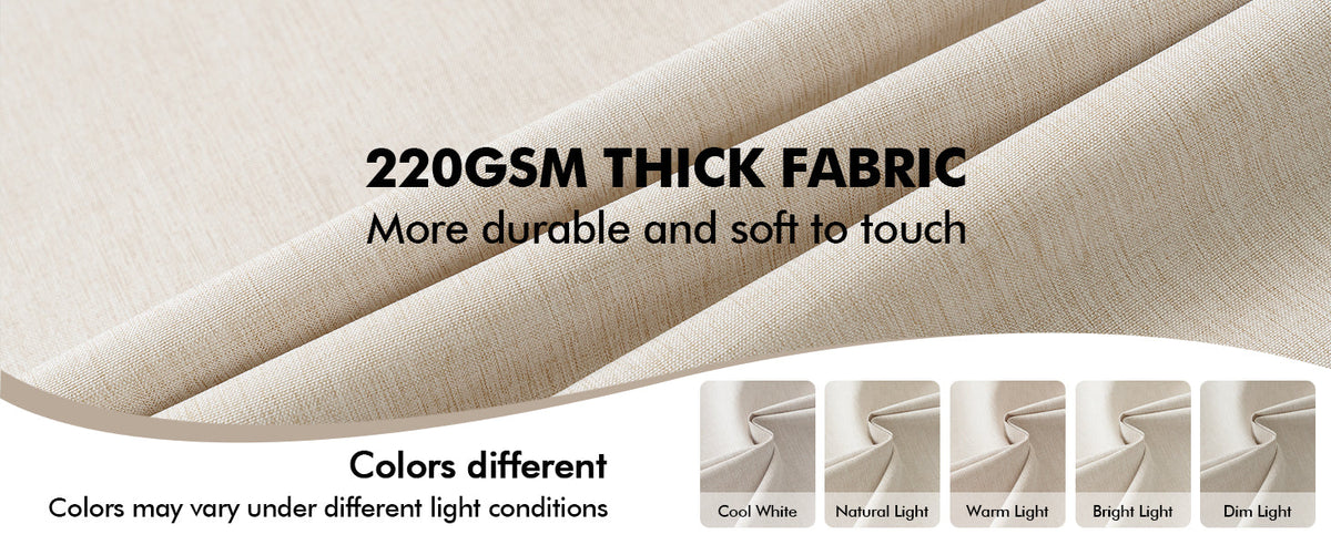 Beige Scalloped Shower Curtain Linen Textured with 12 Metal Hooks Cute Heavy Duty Washable Waterproof Neutral Thick Cloth Shower Curtains with Black Border for Bathroom Bathtub,W72*L72 Cream