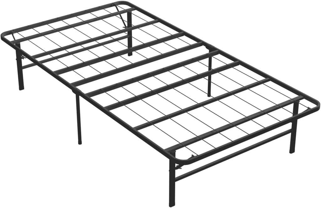 Cadre de lit double, 14 pouces robuste en métal, plateforme de lit double supportant jusqu'à 1587 kg, sommier tapissier non requis, trous pour tête de lit, lattes en acier