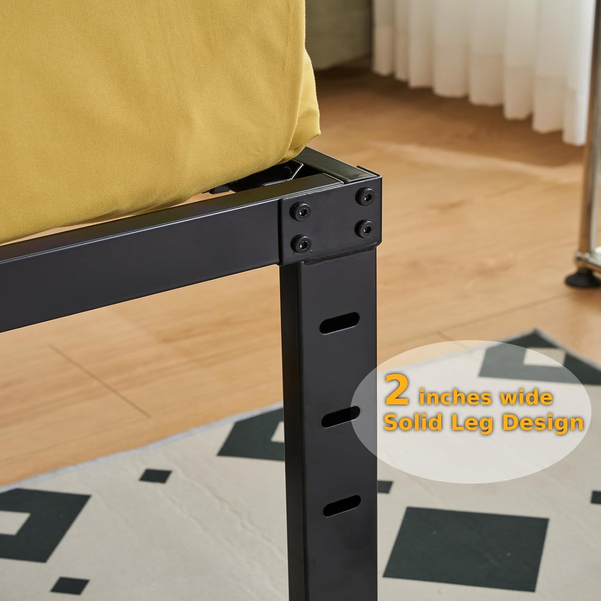Cadre de lit double, 14 pouces robuste en métal, plateforme de lit double supportant jusqu'à 1587 kg, sommier tapissier non requis, trous pour tête de lit, lattes en acier