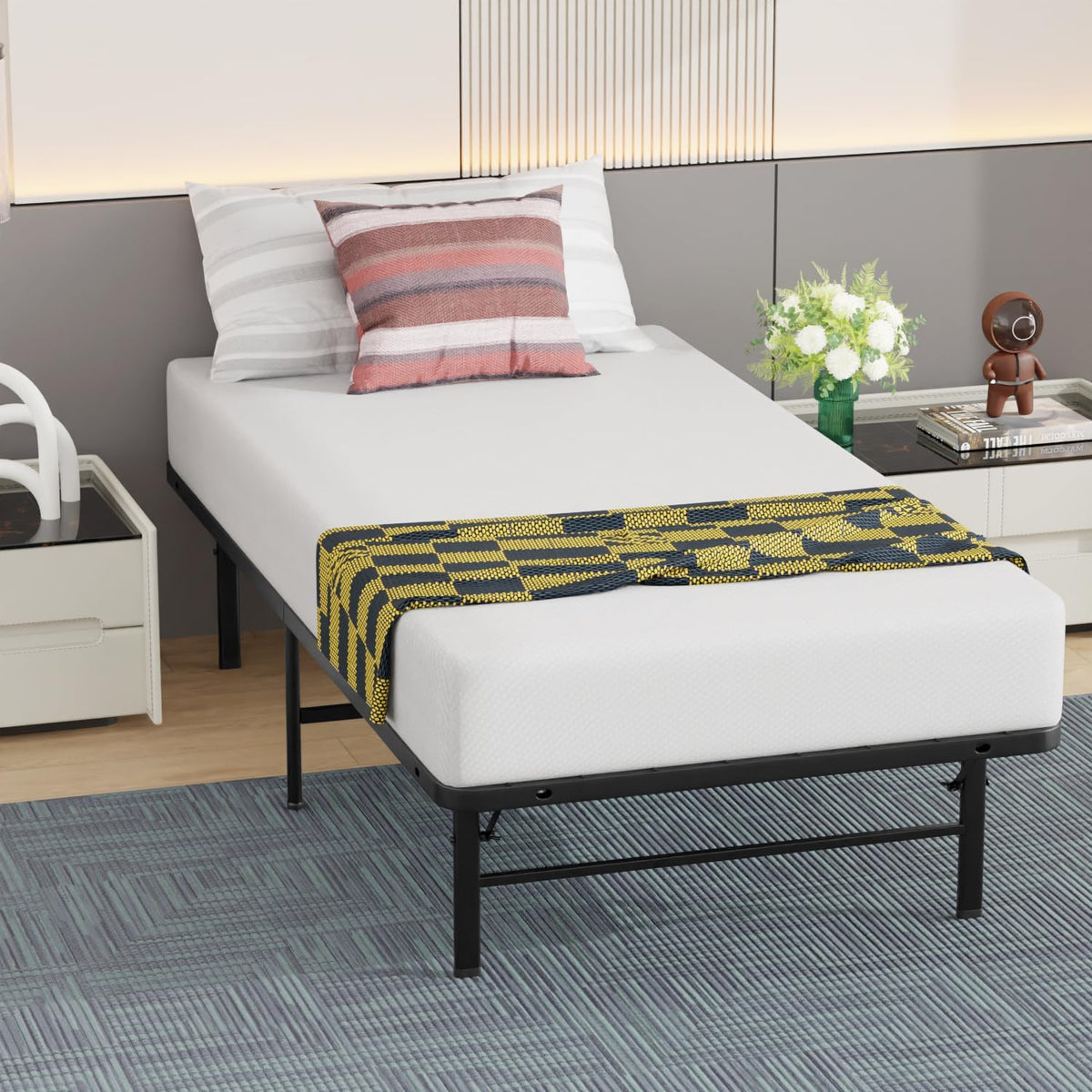 Parure de lit 7 pièces réversible pour grand lit, toutes saisons, ultra douce, avec couette grise, drap plat, drap-housse, taies d'oreiller, couvre-oreillers, gris foncé